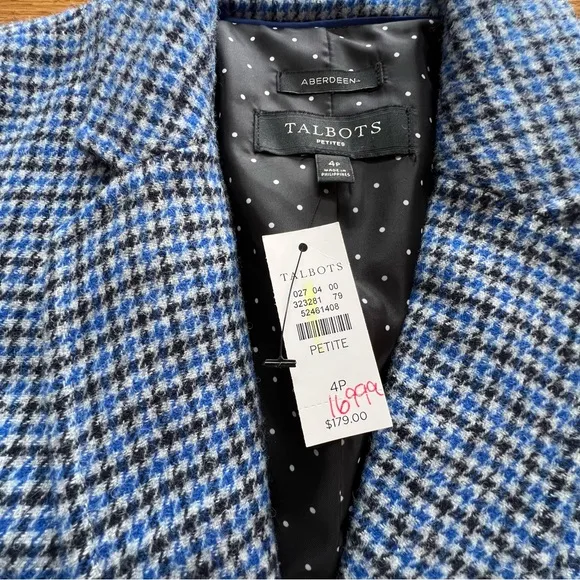 ⭐️ NWT Talbots Shetland Aberdeen Houndstooth Wool Blazer  Size 4PTattersall