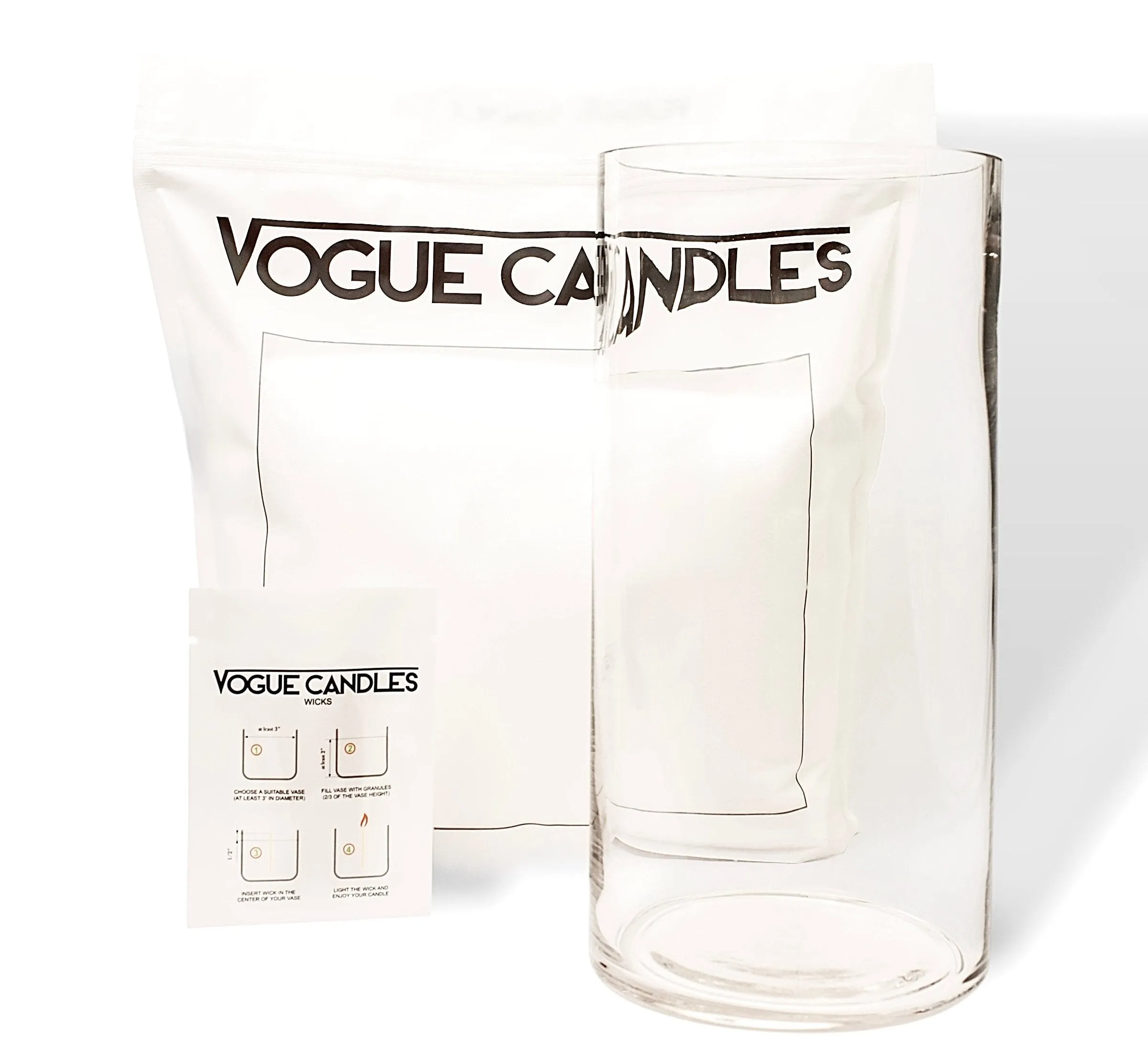 10" Vase With 5lb Bag of Granules and 50 Wicks