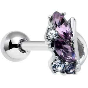 16 Gauge 1/4 Clear Purple Gem Abstract Elegance Cartilage Tragus