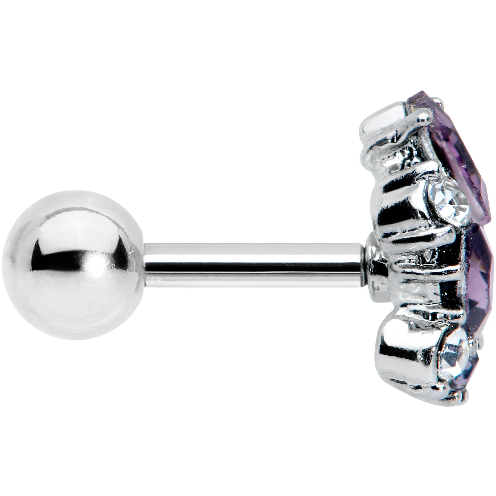 16 Gauge 1/4 Clear Purple Gem Abstract Elegance Cartilage Tragus