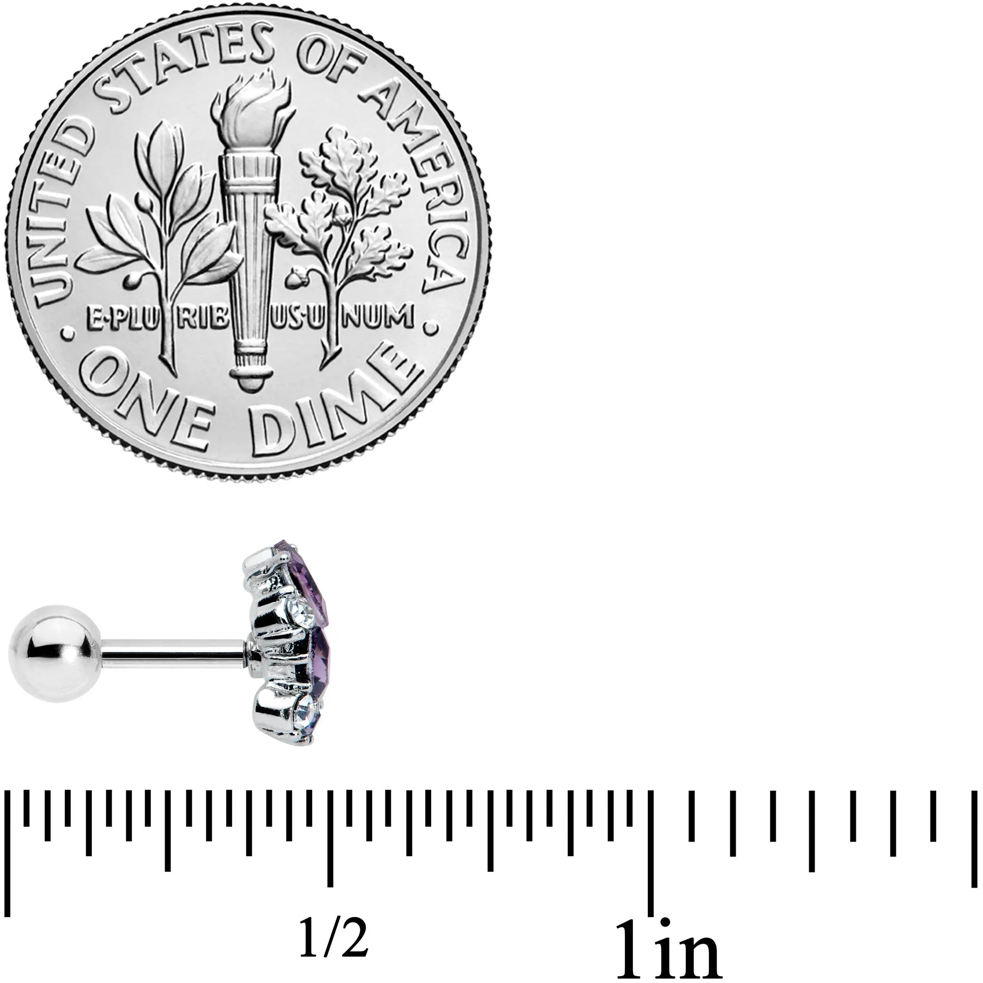 16 Gauge 1/4 Clear Purple Gem Abstract Elegance Cartilage Tragus