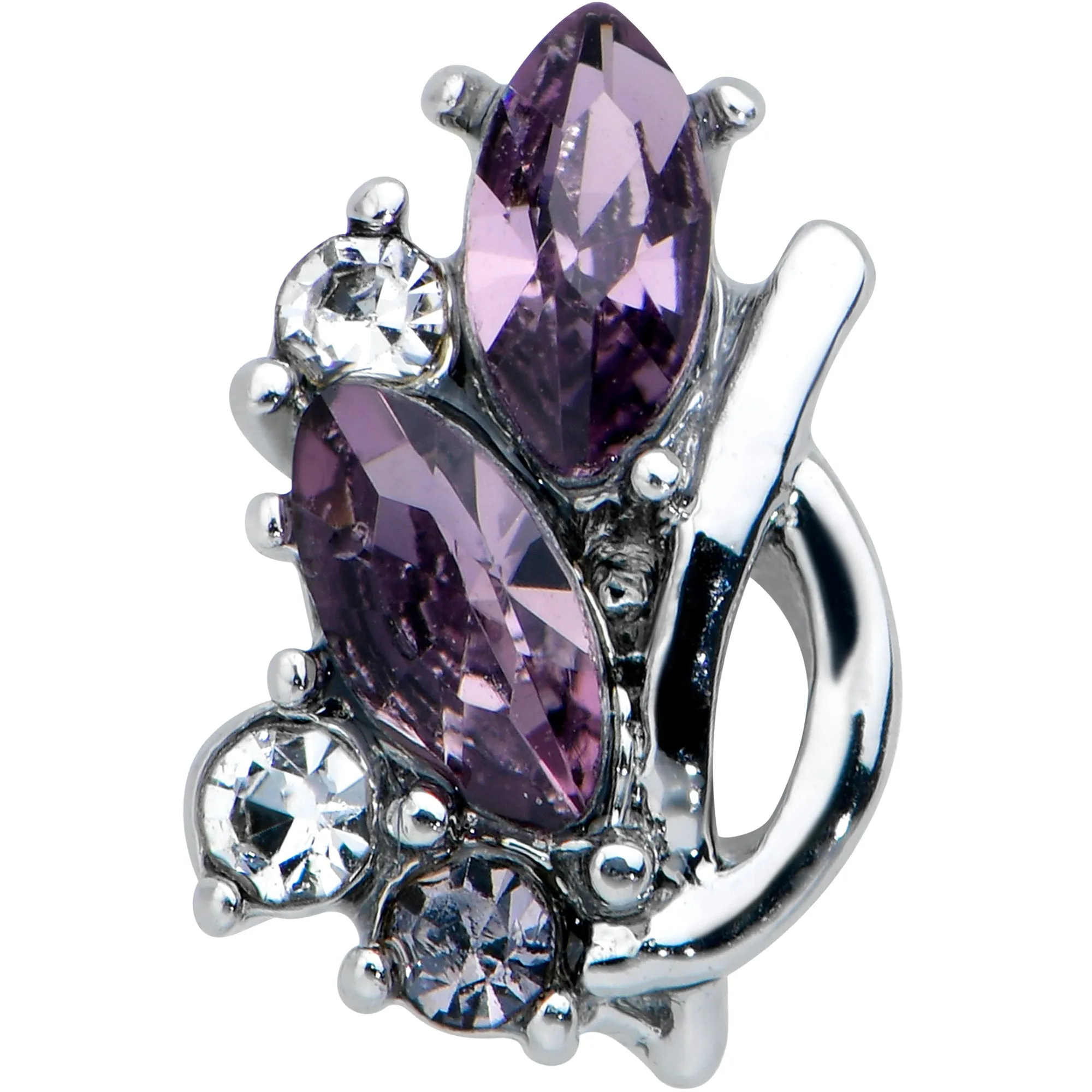 16 Gauge 1/4 Clear Purple Gem Abstract Elegance Cartilage Tragus