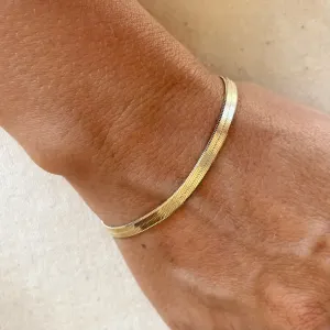 18k Gold Filled 4mm Herringbone Bracelet - 7 inch