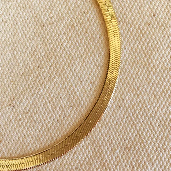 18k Gold Filled 4mm Herringbone Bracelet - 7 inch