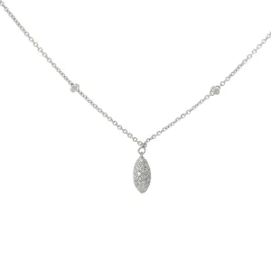 18K WHITE GOLD 1.25CT E VS2 ROUND DIAMOND PAVE DROP CHOCKER NECKLACE
