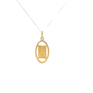 18K YELOW GOLD  1 GRAM PURE GOLD SWISS BAR PENDANT ON 14K YELLOW GOLD CHAINCHAIN