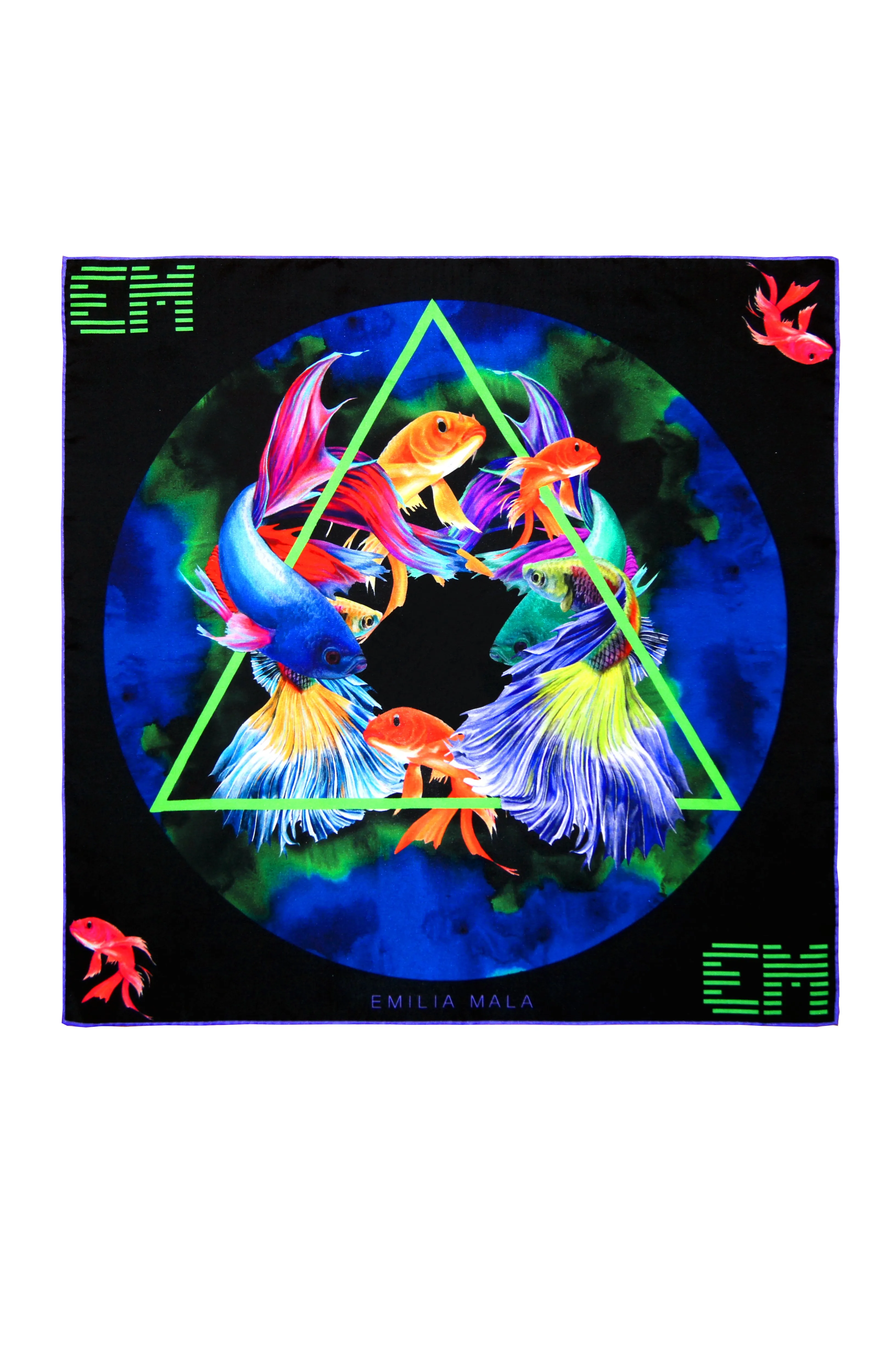 400 Black Print Silk Scarf