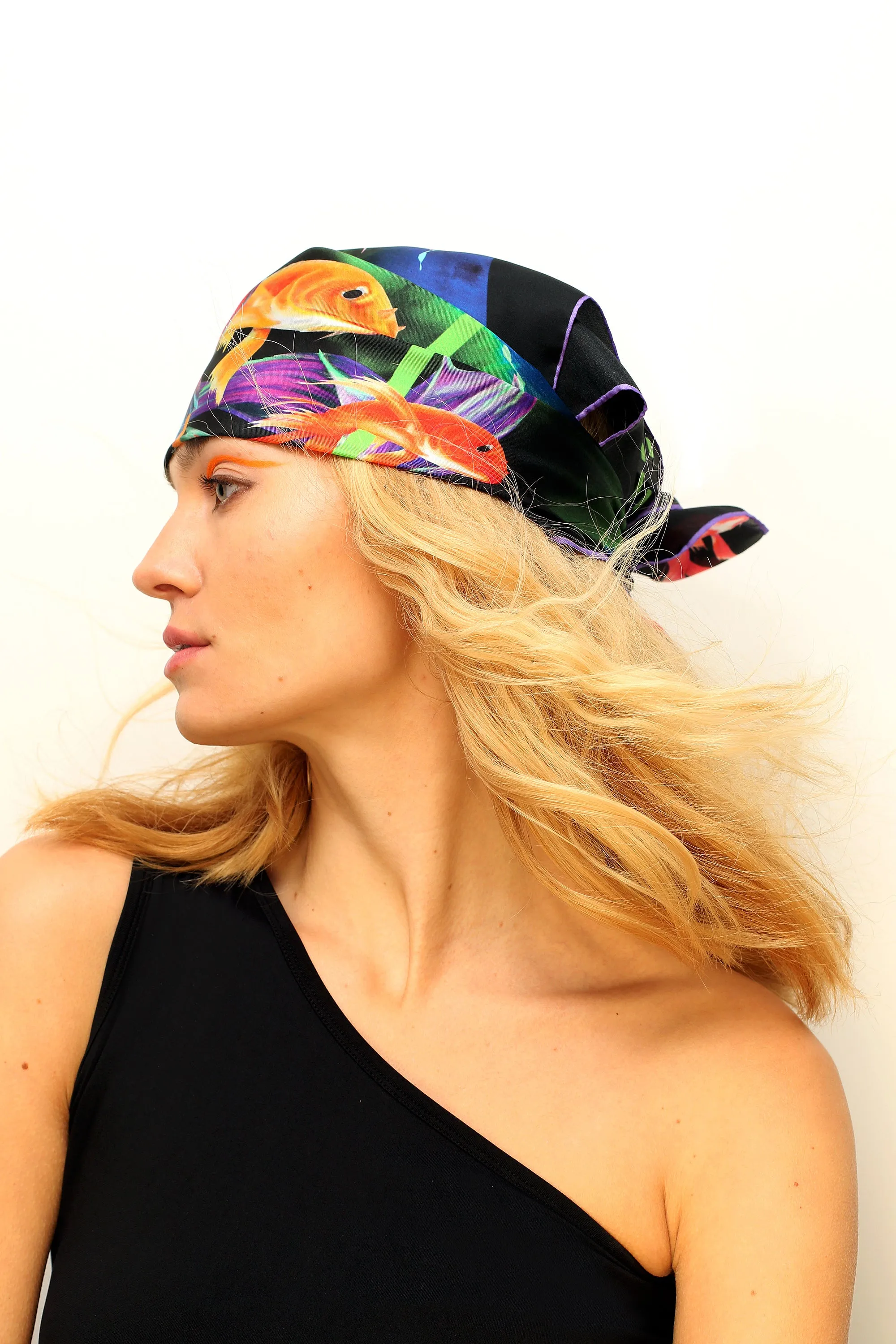 400 Black Print Silk Scarf