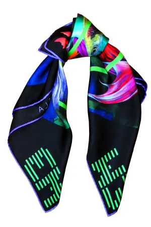 400 Black Print Silk Scarf