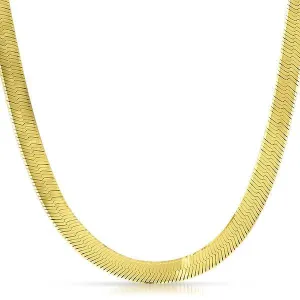 9mm Gold 925 Silver Italian Herringbone Chain
