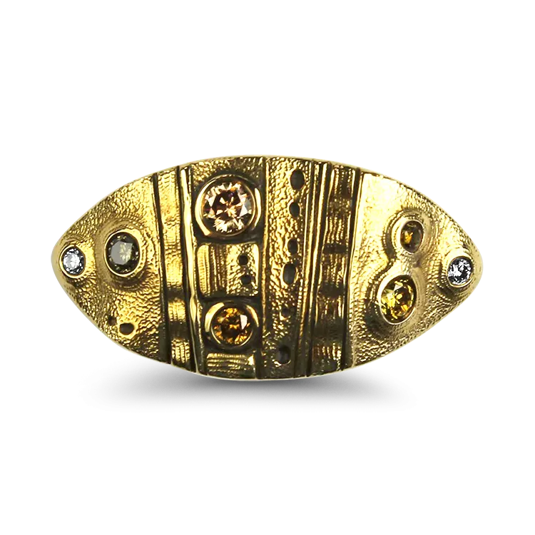 Alex Sepkus Leaf Dome 18k Yellow Gold Diamond Ring