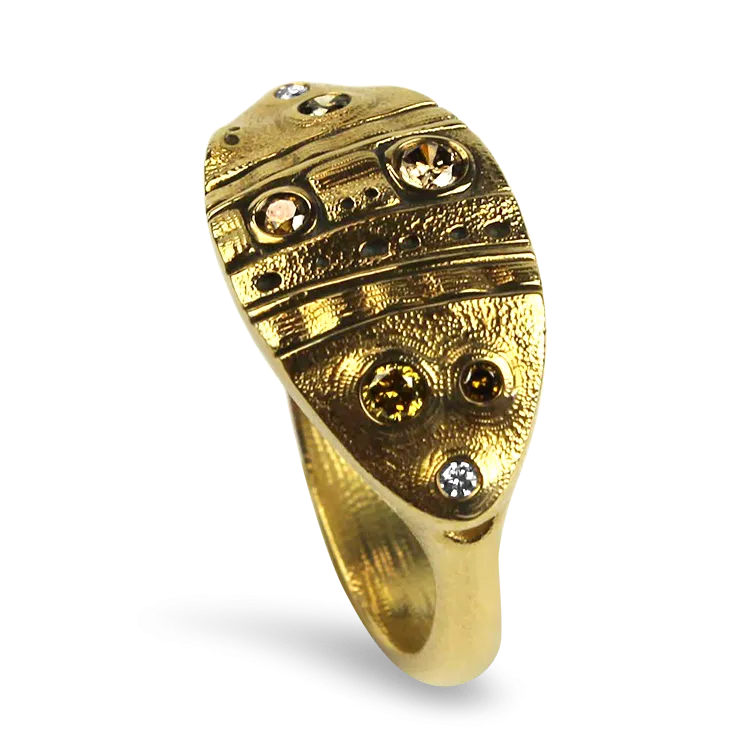 Alex Sepkus Leaf Dome 18k Yellow Gold Diamond Ring