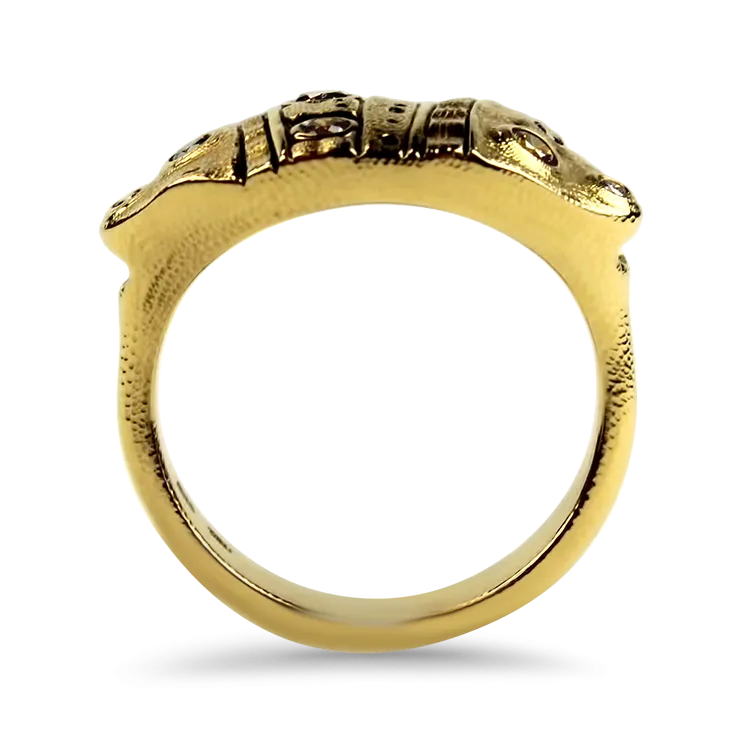 Alex Sepkus Leaf Dome 18k Yellow Gold Diamond Ring