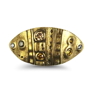 Alex Sepkus Leaf Dome 18k Yellow Gold Diamond Ring