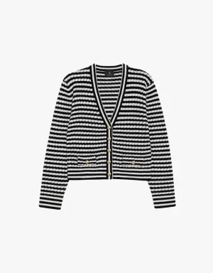 Anine Bing Gwen Cardigan in Black & Ivory Stripe