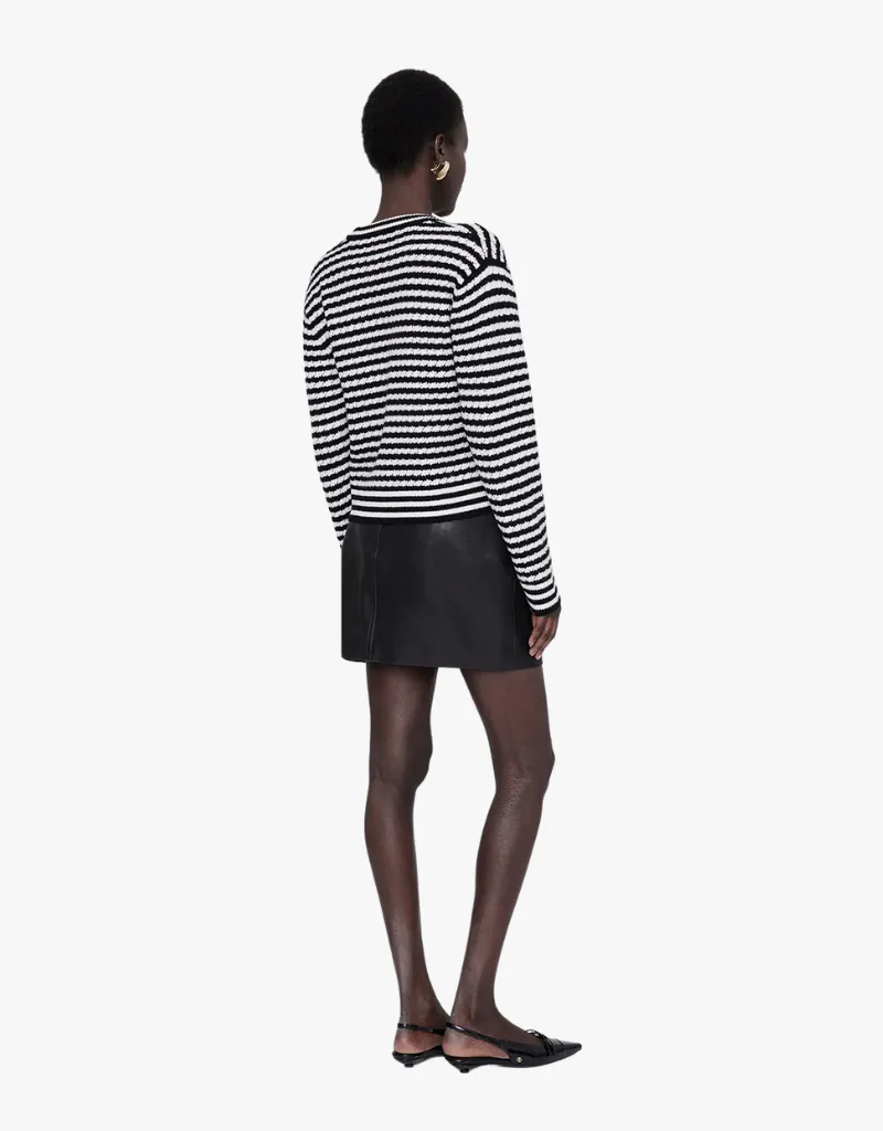 Anine Bing Gwen Cardigan in Black & Ivory Stripe