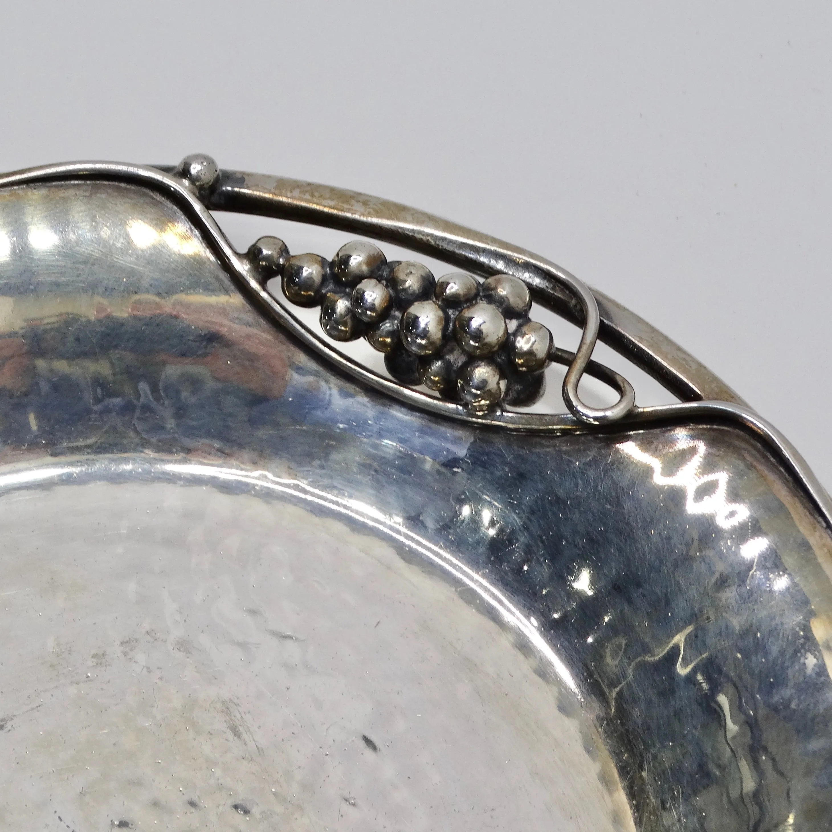 Antique Pure Silver Grape Motif Plate