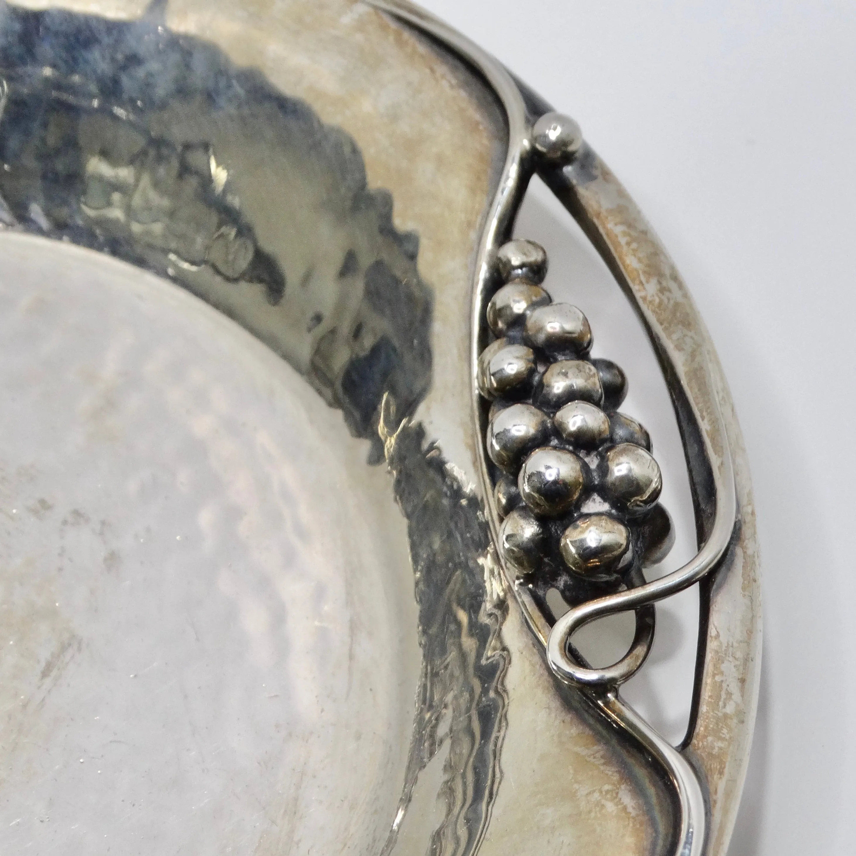 Antique Pure Silver Grape Motif Plate