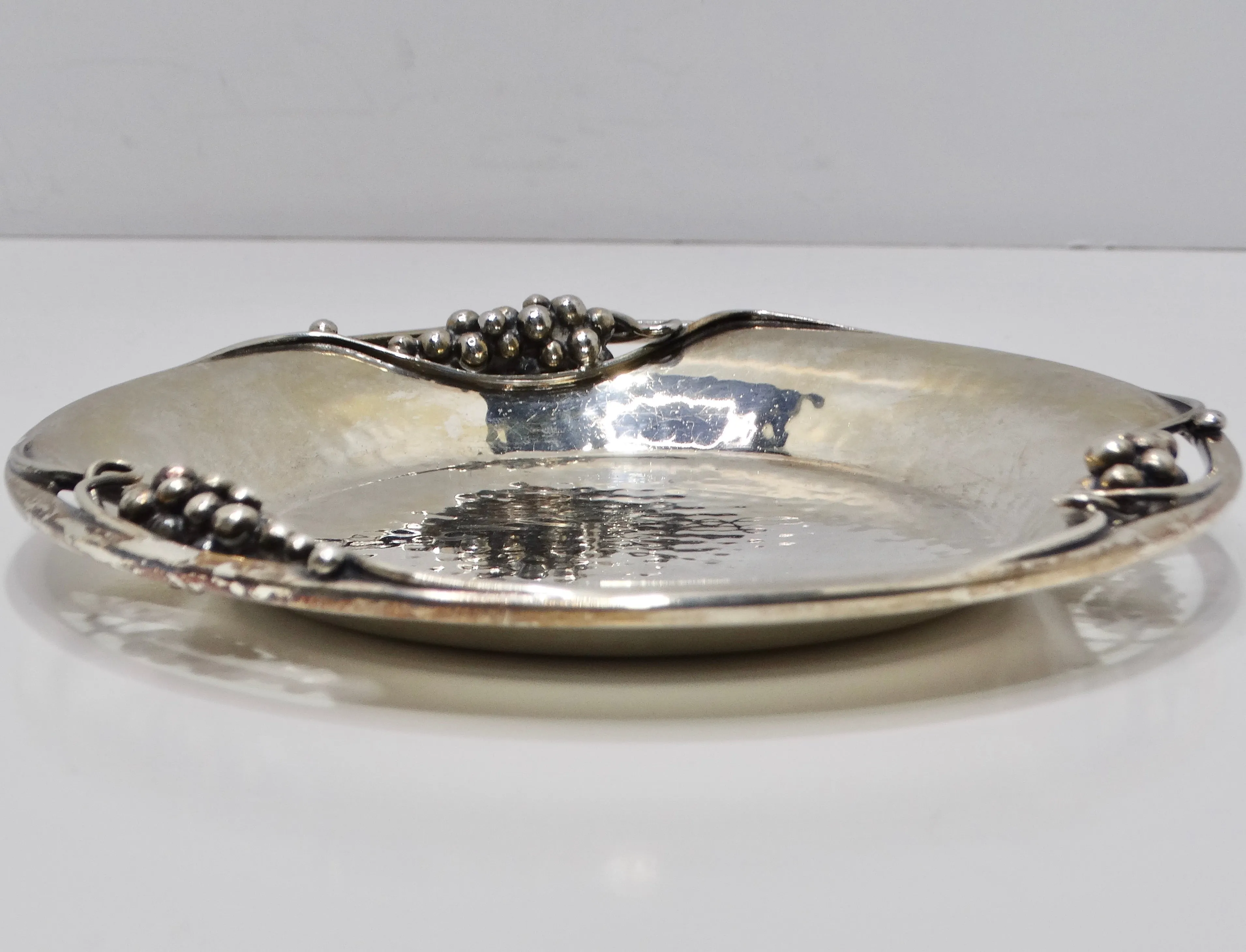 Antique Pure Silver Grape Motif Plate