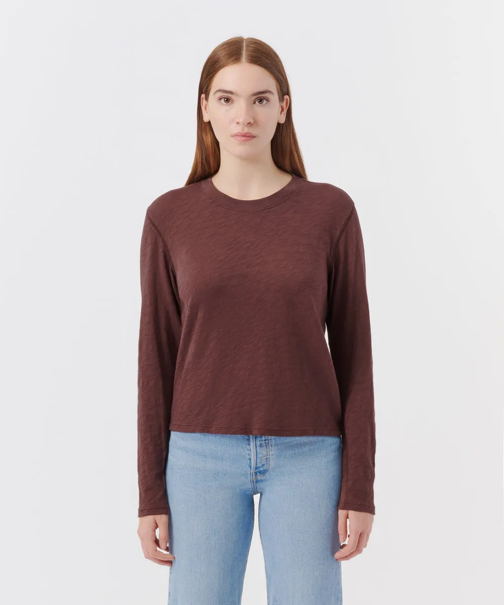 ATM - Slub Jersey Long Sleeve Crop Tee - Chocolate