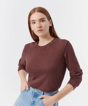 ATM - Slub Jersey Long Sleeve Crop Tee - Chocolate