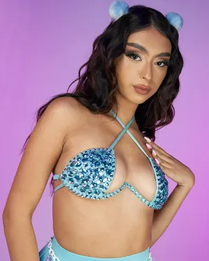 Baby Blue Double Crossed Diamonds Bustier