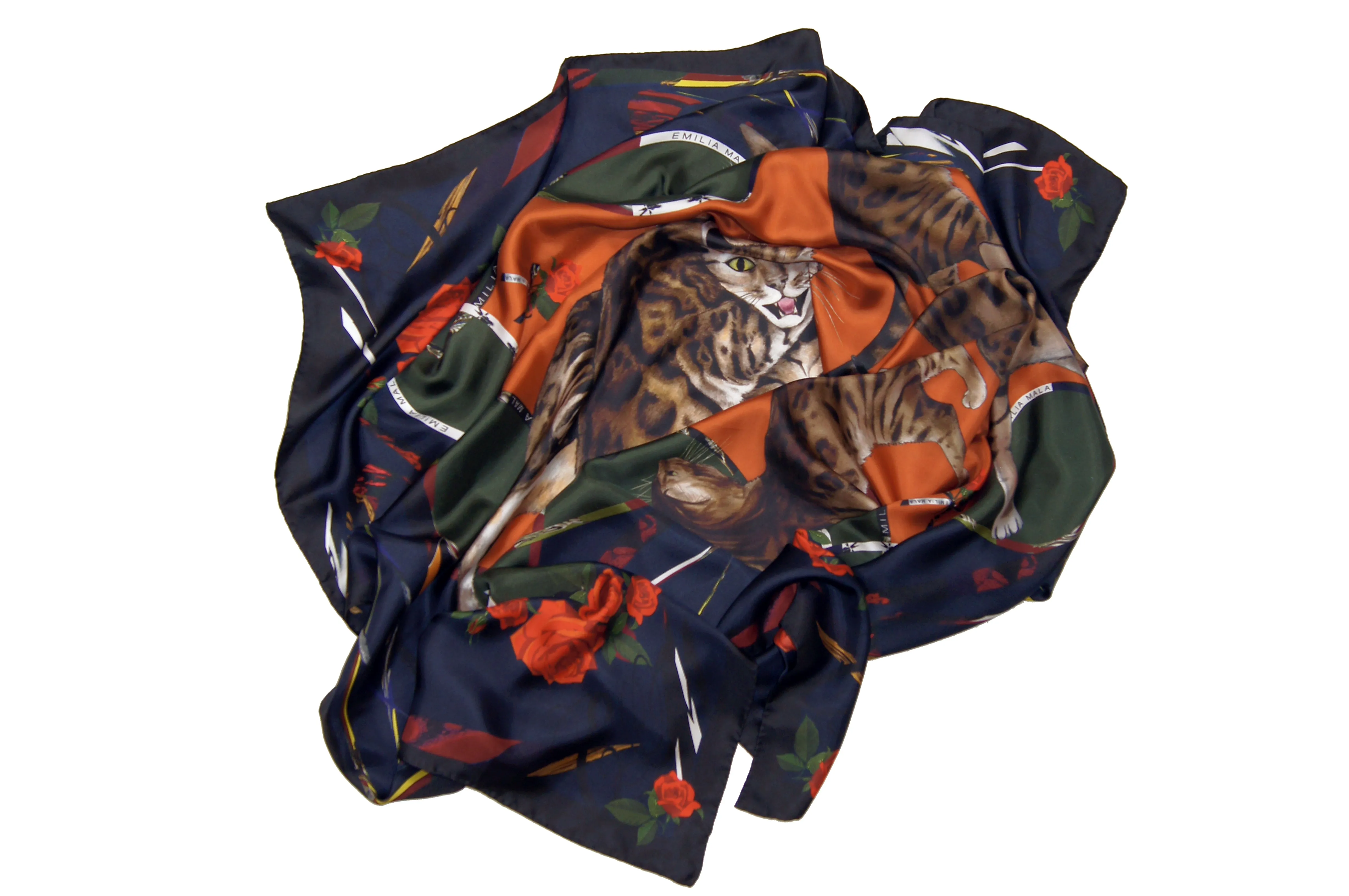 BENGAL MALICIEUSE / GREEN Large Silk Print Scarf