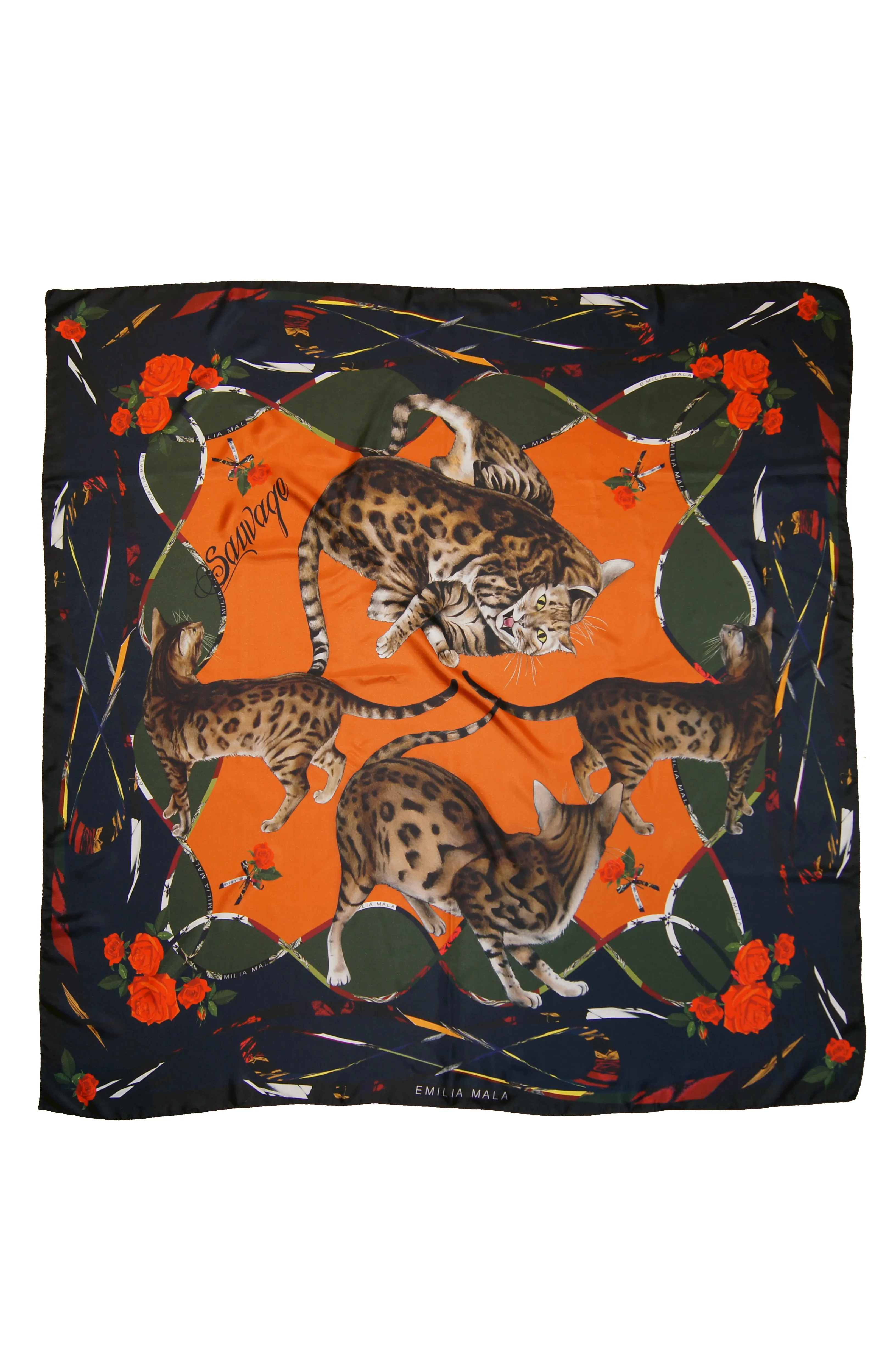 BENGAL MALICIEUSE / GREEN Large Silk Print Scarf