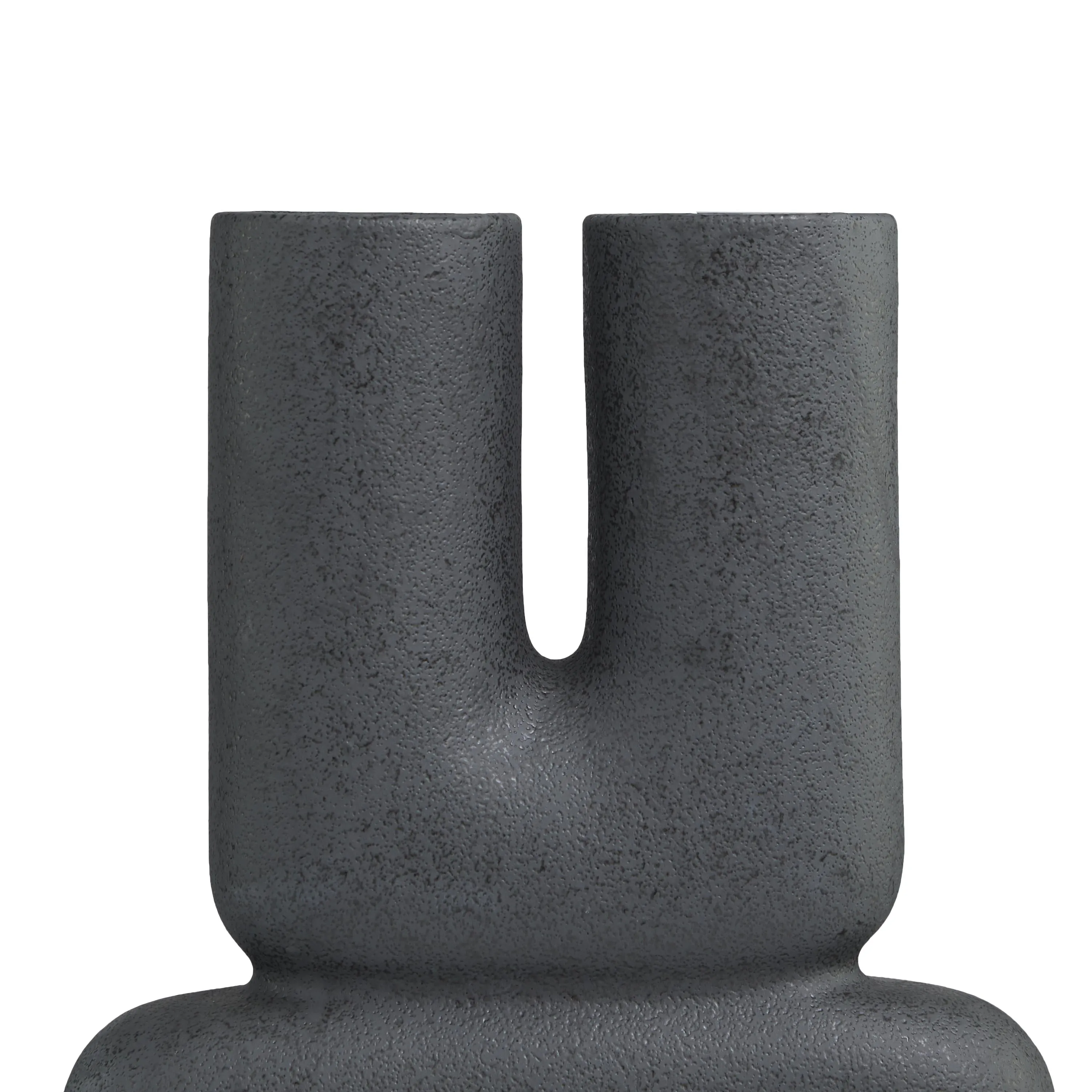 BLACK CERAMIC ABSTRACT U VASE