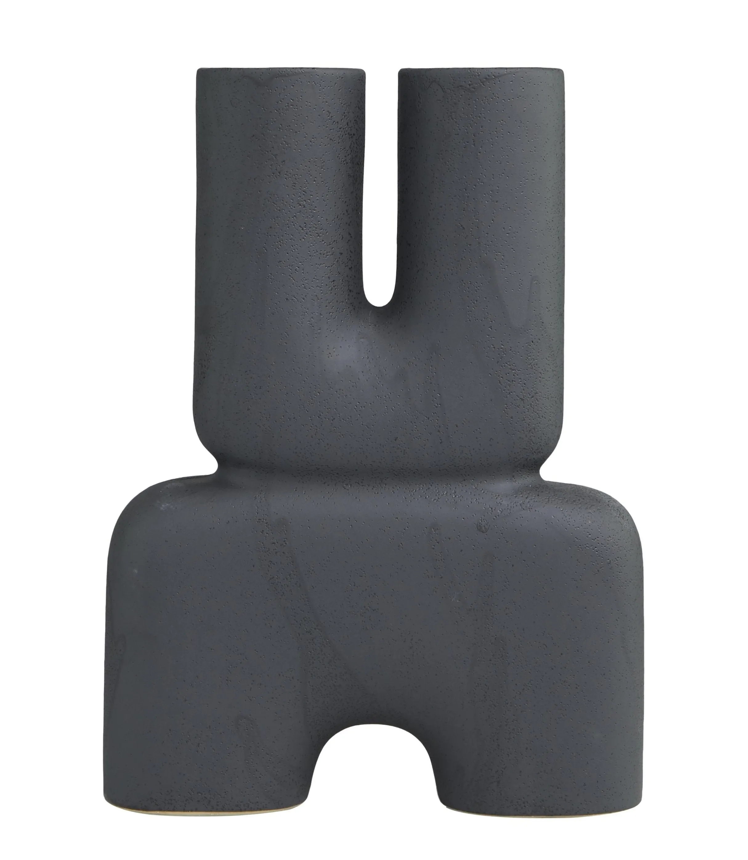 BLACK CERAMIC ABSTRACT U VASE