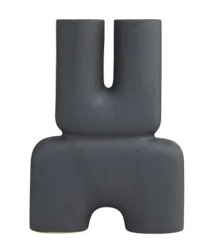 BLACK CERAMIC ABSTRACT U VASE