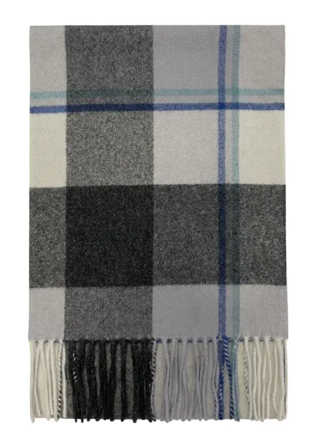 Black/Charcoal Block Check Tassel Scarf