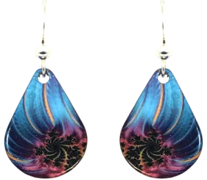 Blue, Gold & Fuschia Swirl Earrings #2530