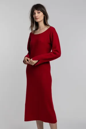Boat Neck Midi Cashmere Dress