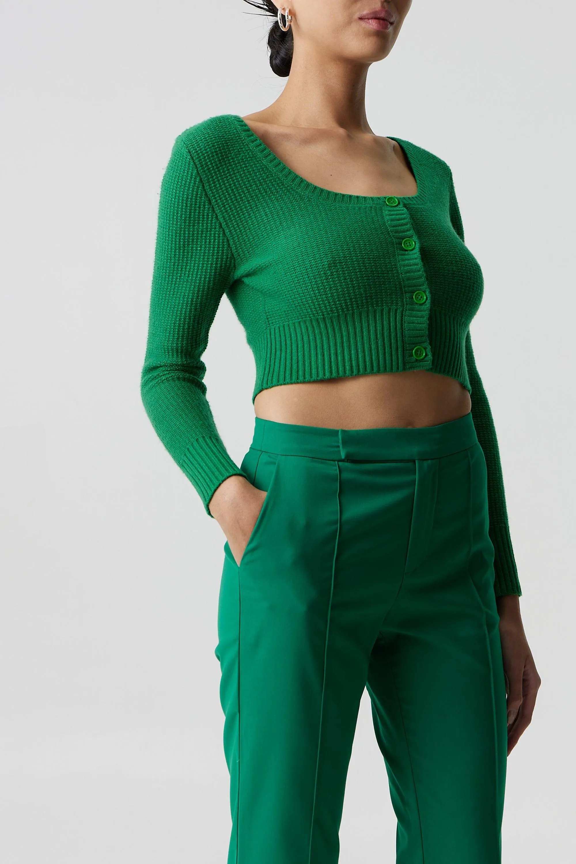 BOUCLE CROP CARDIGAN KNIT | JADE