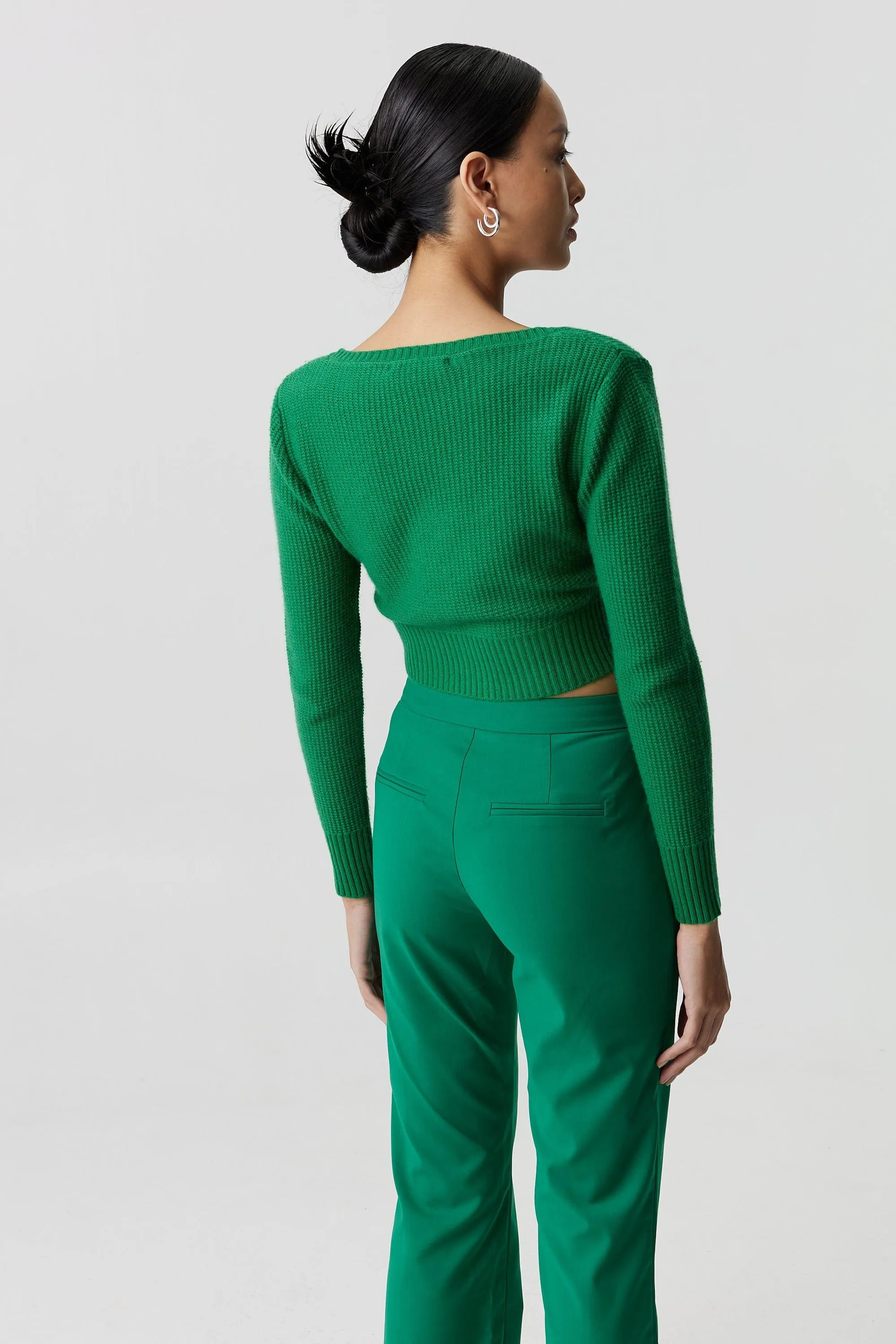 BOUCLE CROP CARDIGAN KNIT | JADE