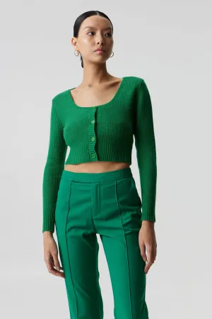 BOUCLE CROP CARDIGAN KNIT | JADE