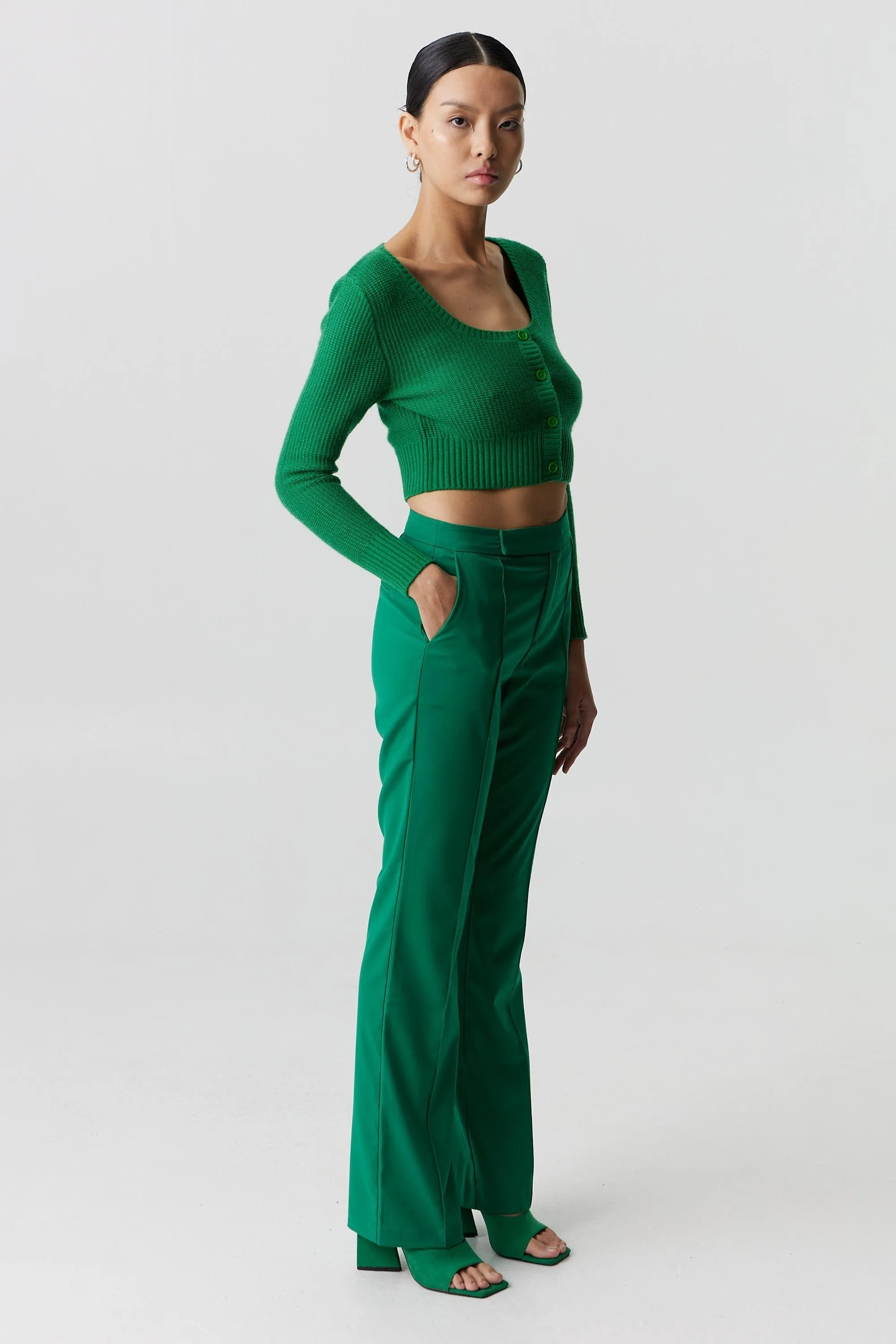 BOUCLE CROP CARDIGAN KNIT | JADE