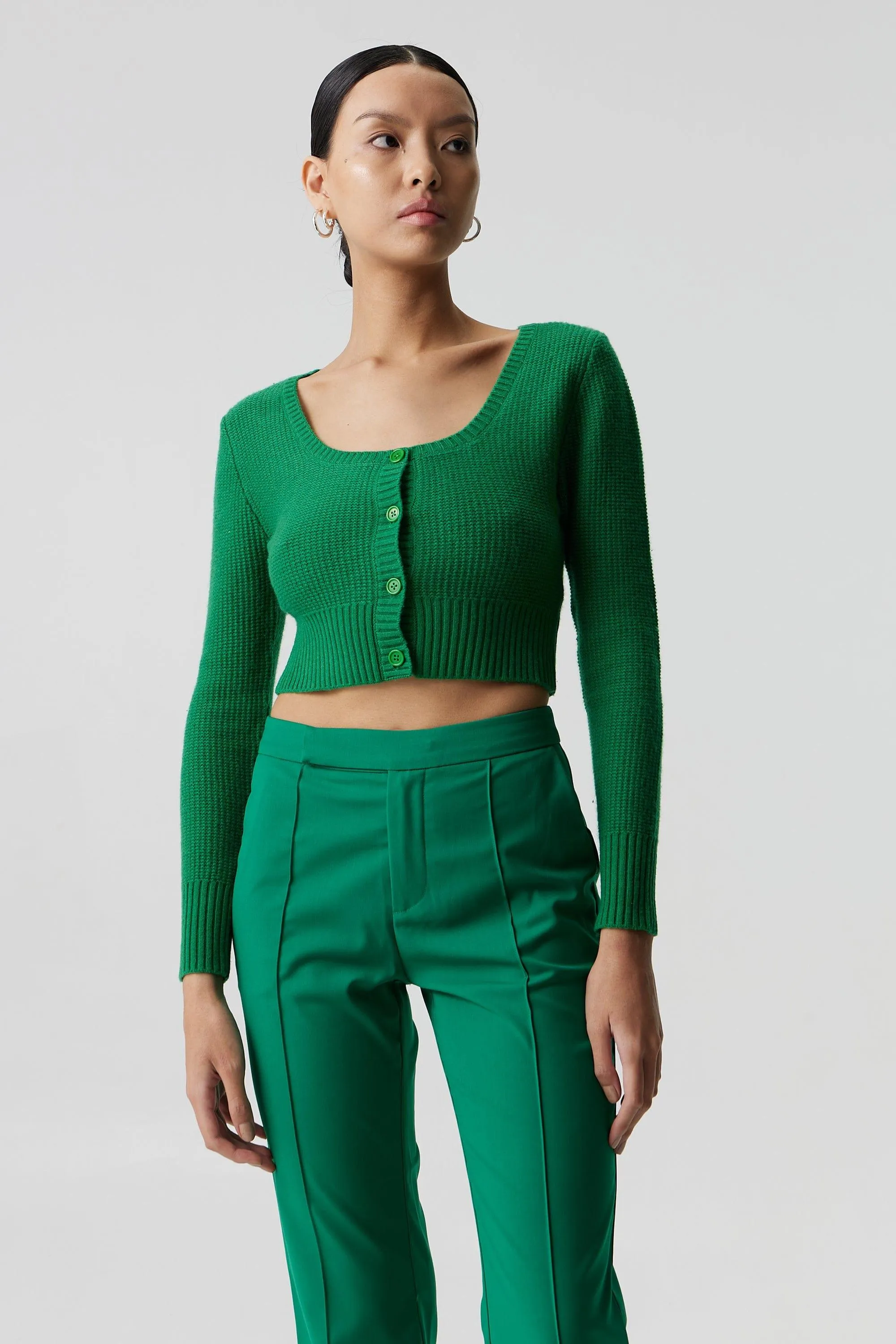 BOUCLE CROP CARDIGAN KNIT | JADE