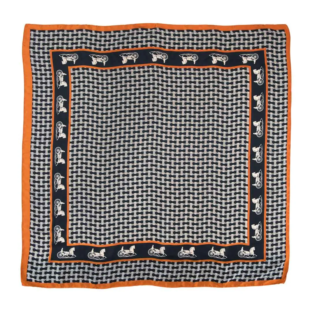 Carriage - Stylized Equestrian in Tangerine and Black Classic Scarf
