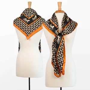 Carriage - Stylized Equestrian in Tangerine and Black Classic Scarf