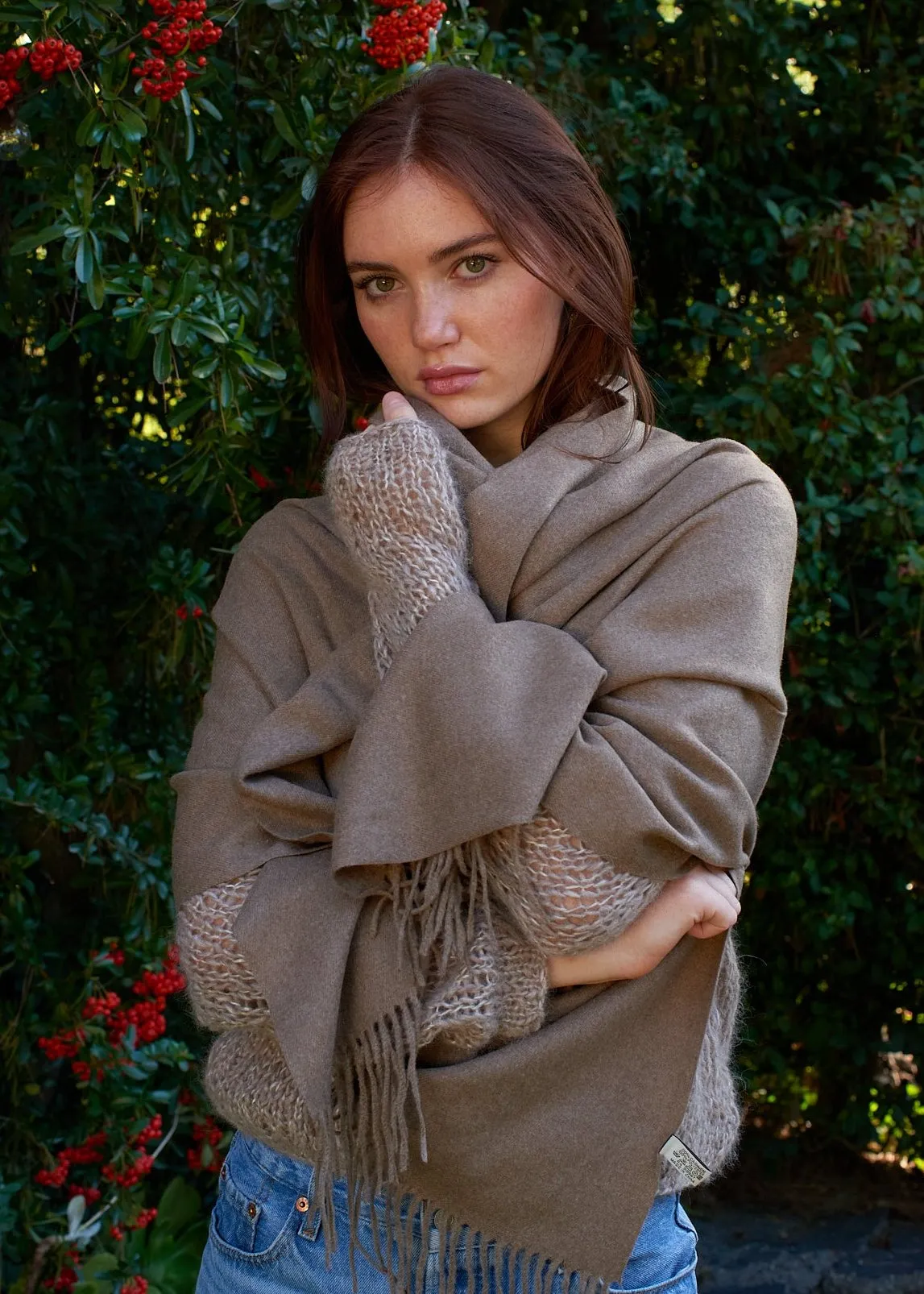 Cashmere Blend Scarf in Mocha