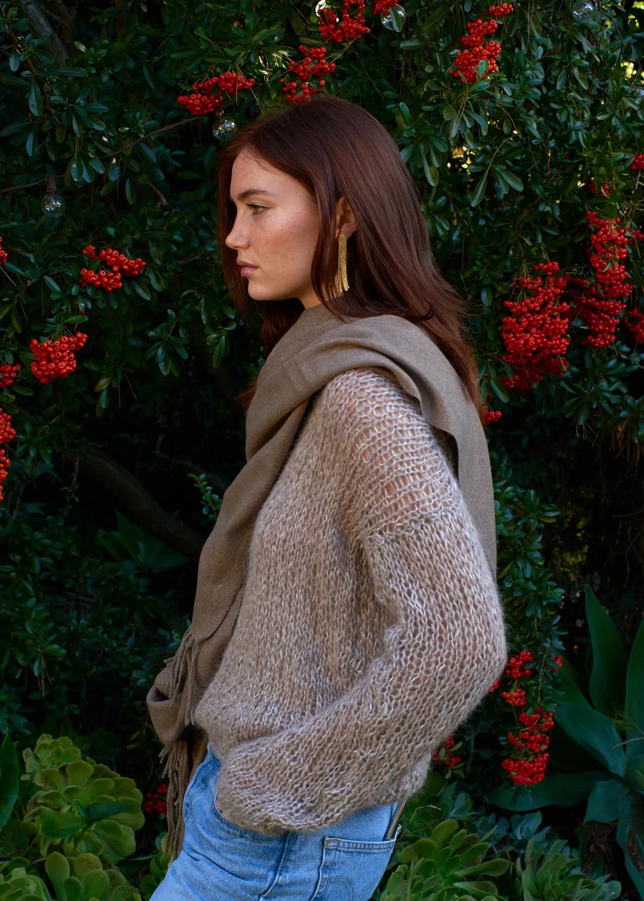Cashmere Blend Scarf in Mocha