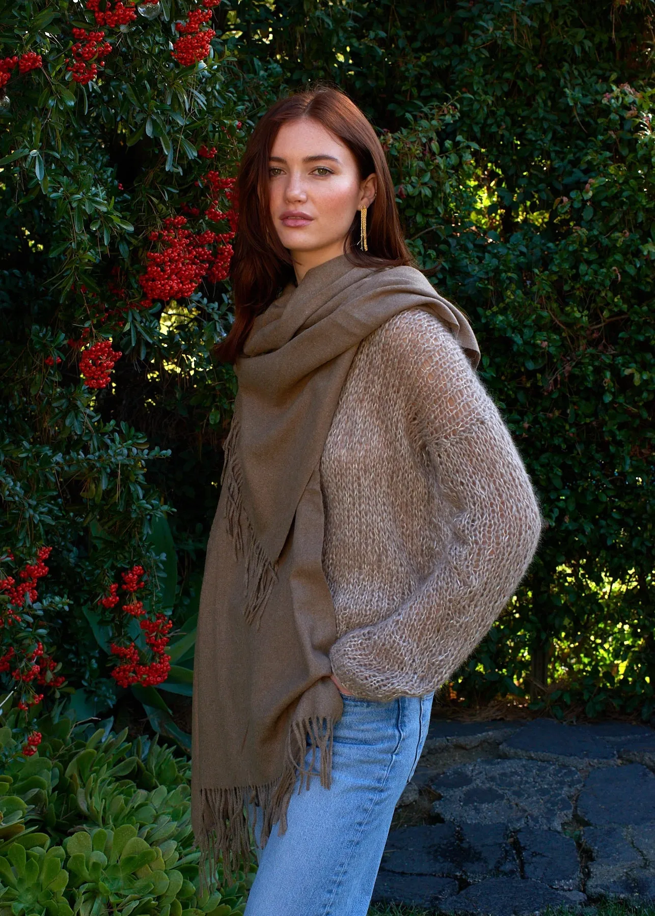 Cashmere Blend Scarf in Mocha