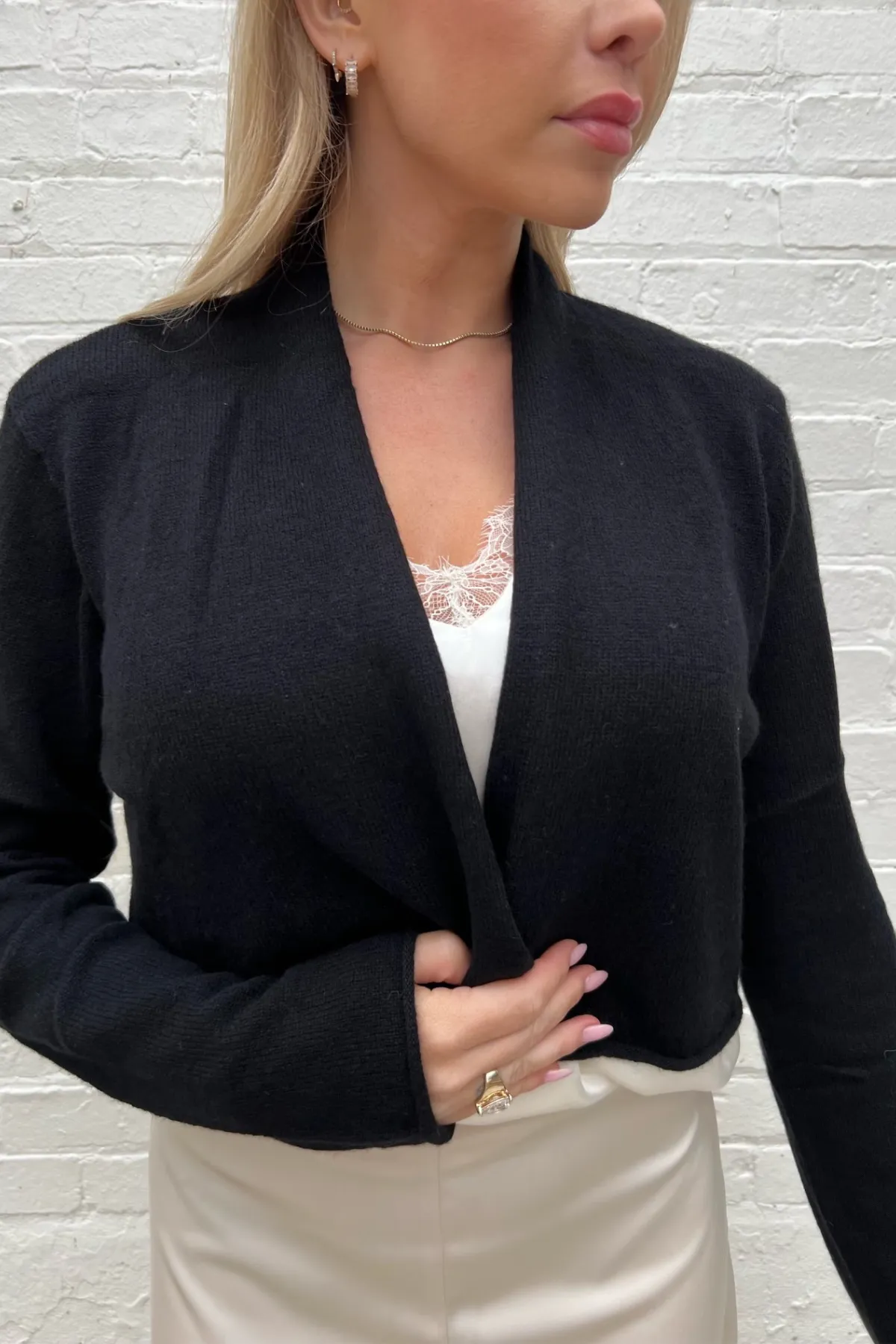 Cashmere Felicity Cardigan- Black