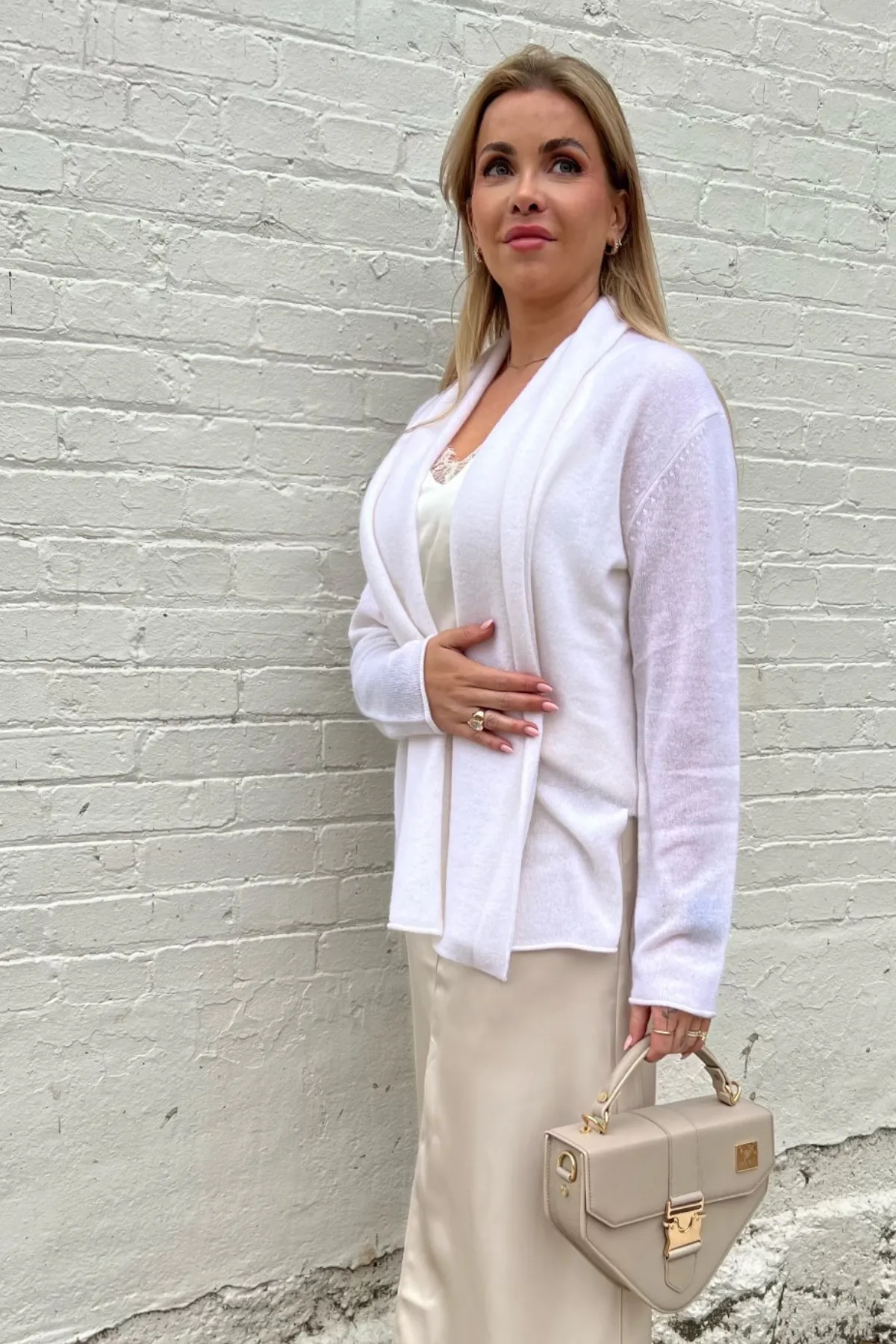 Cashmere Mini Duster- White