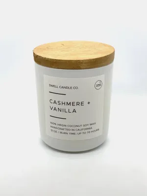 Cashmere   Vanilla Coconut Soy Candle with Wooden Wick