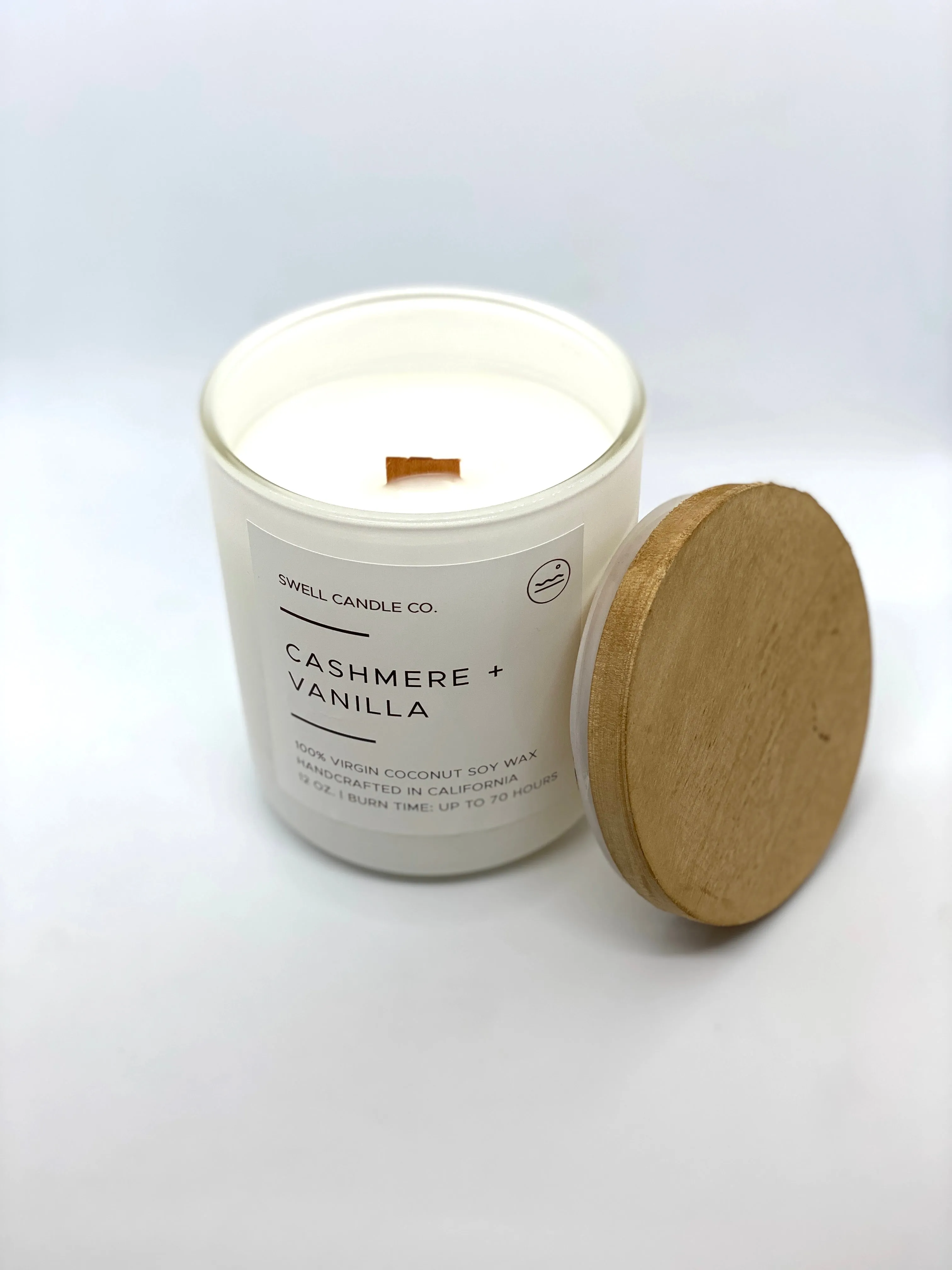 Cashmere   Vanilla Coconut Soy Candle with Wooden Wick