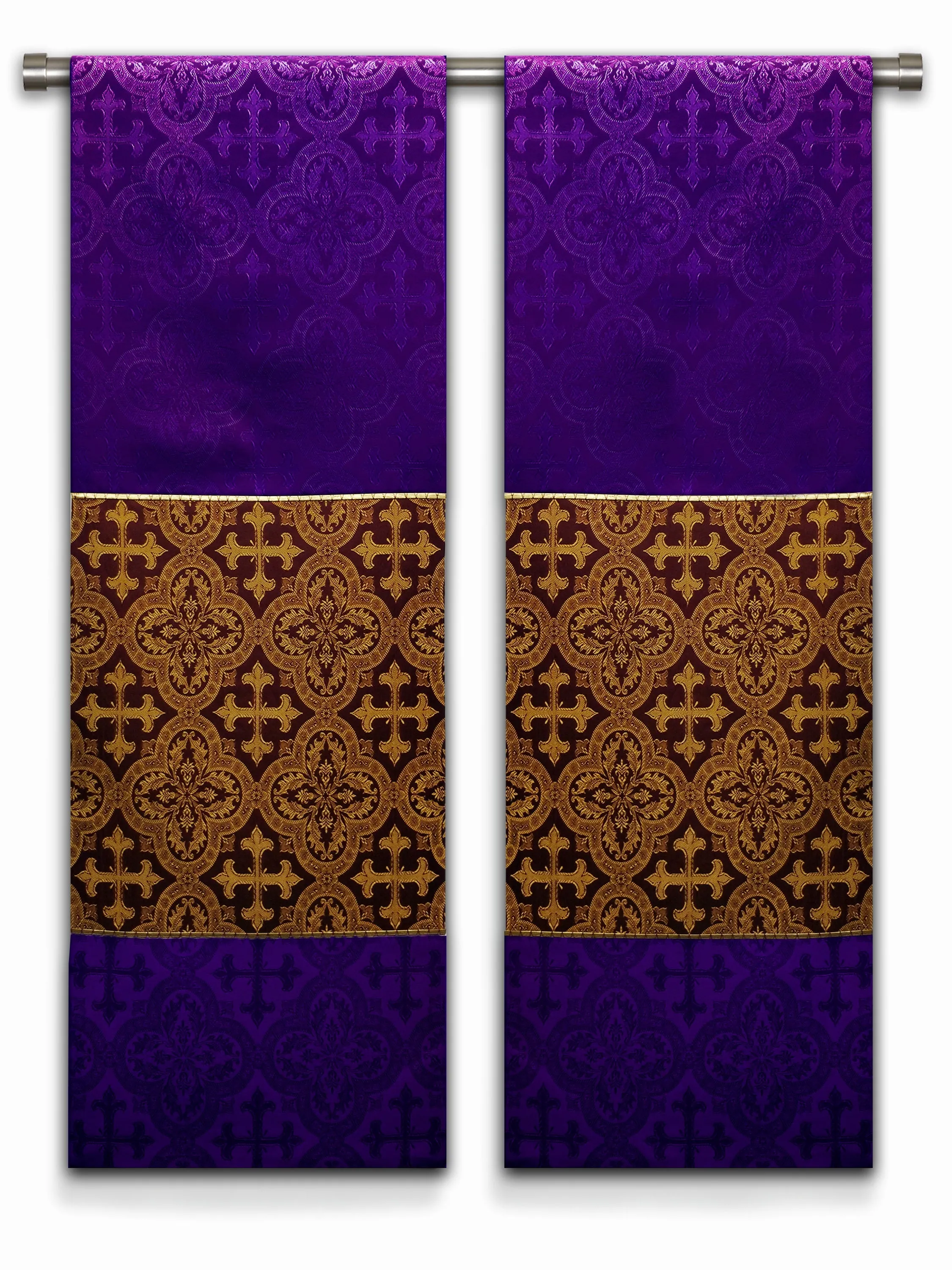Classic Francis Cross Sarum & Brocade Burgundy Sample Altar Scarves