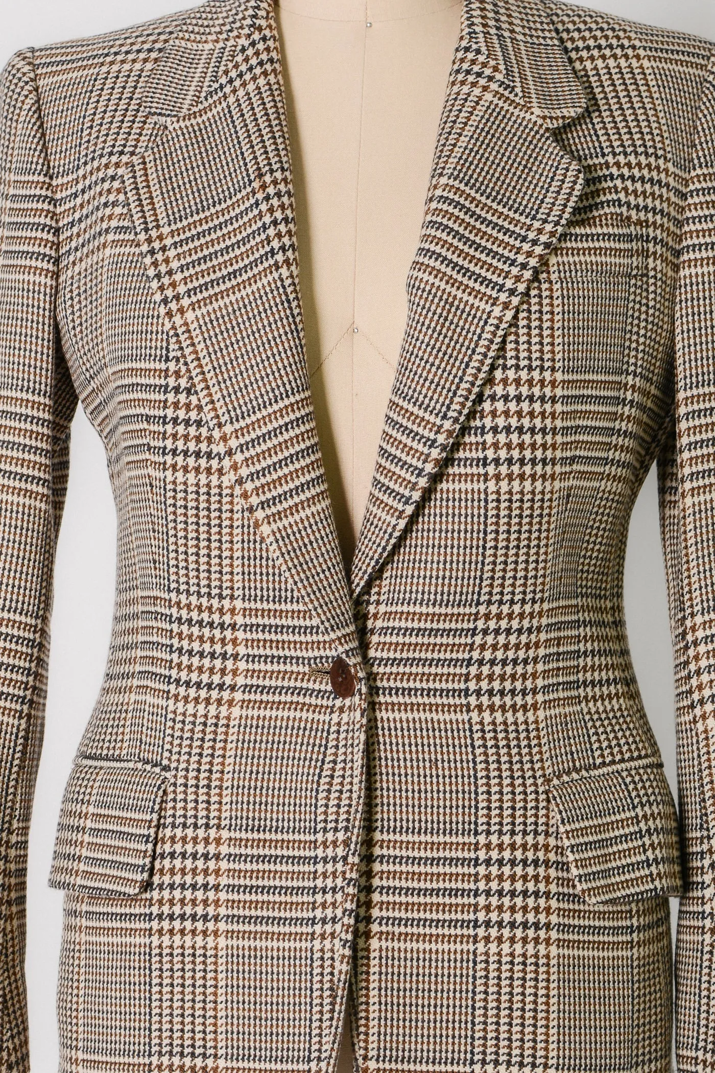 Classic Houndstooth Plaid Blazer